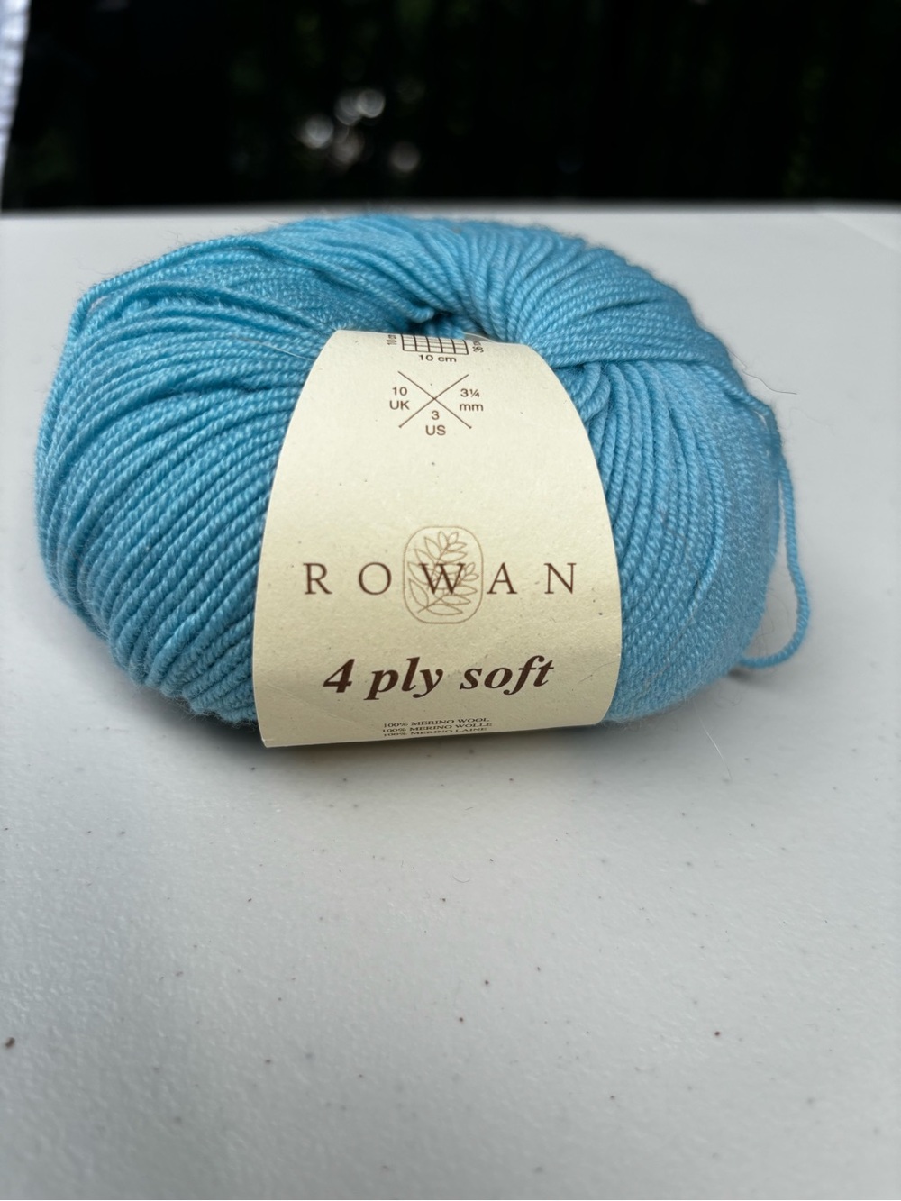 Rowan 4 ply Soft 100 % Merino Wool skein light blue